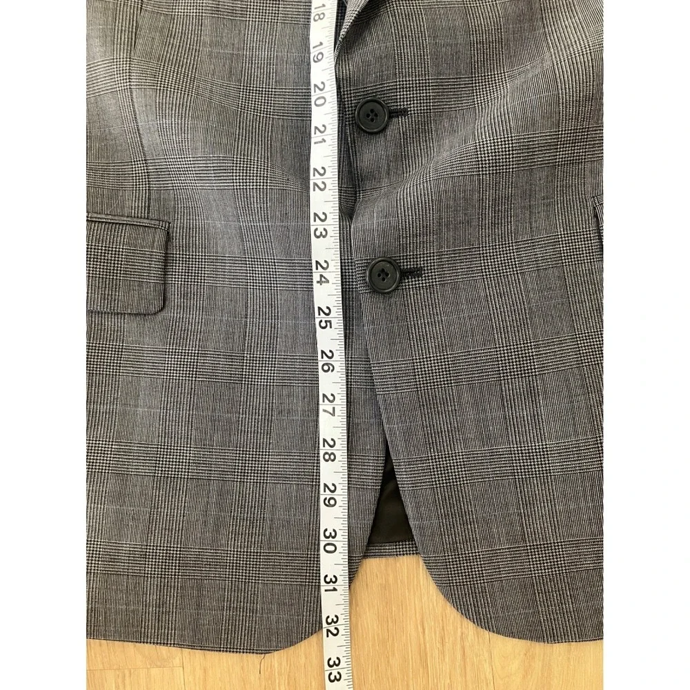 Brooks Brothers Mens Grey Plaid Wool Blend Blazer Jacket Two Button Size 42R